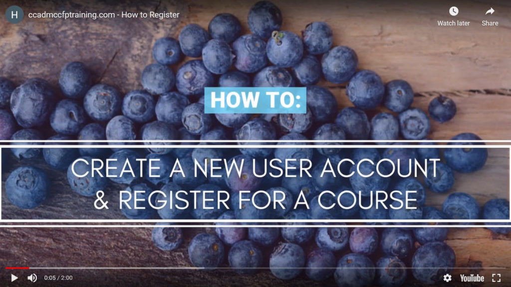 Thumbnail with link to tutorial on how to create account and register for course